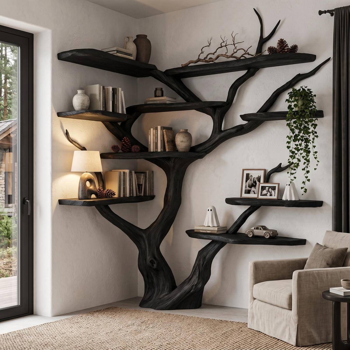 Contemporary Tree Bookshelf With Corner Branch Design For Home Office - view 4