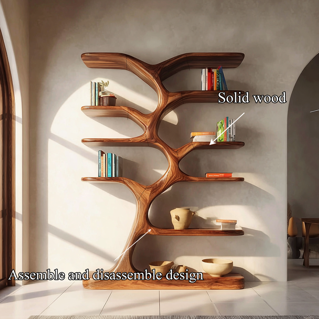 Entryway Bookshelf Natural Wood Modern Decor Gift
