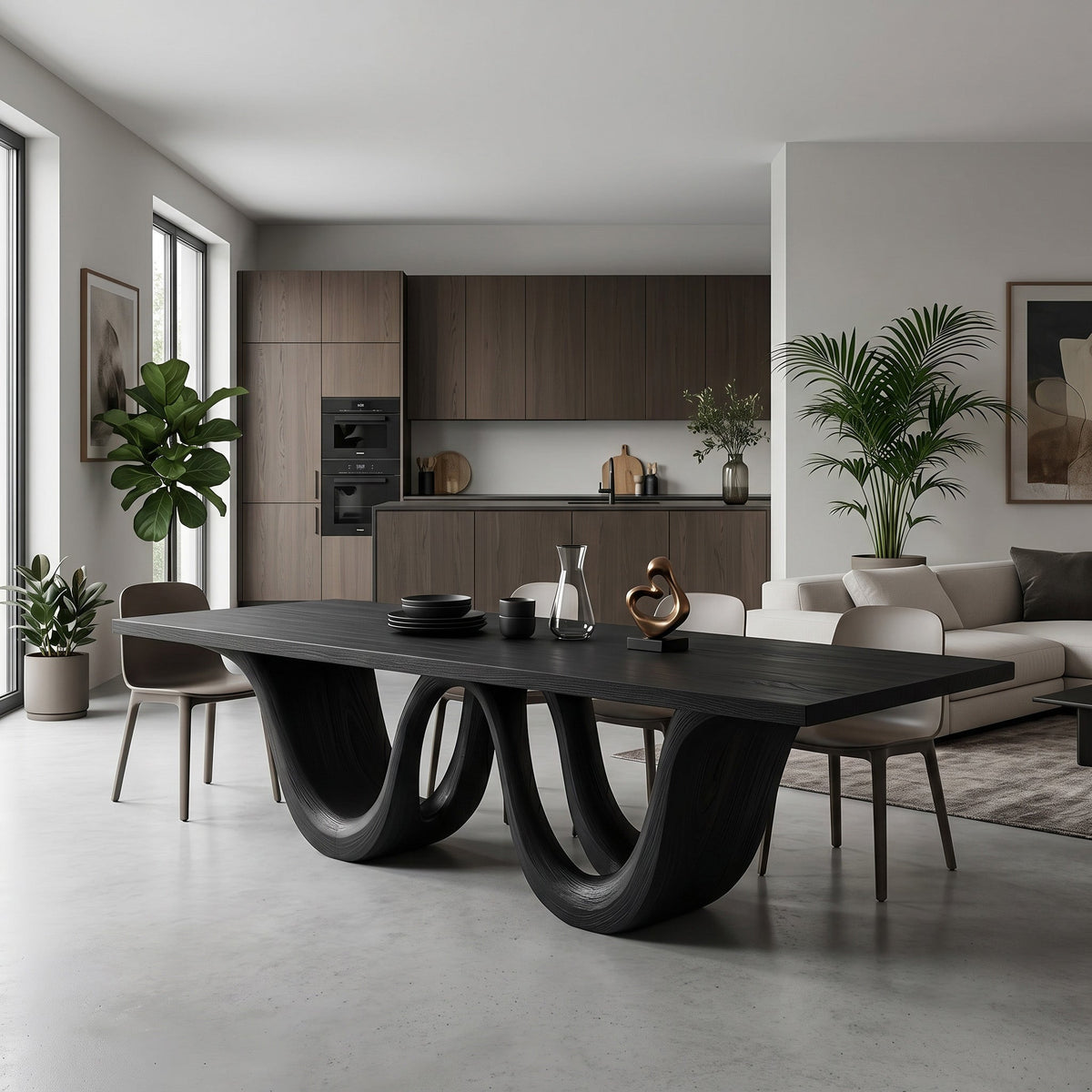 Contemporary Two Wavy Legs Dining Table For Dining Room - view 4