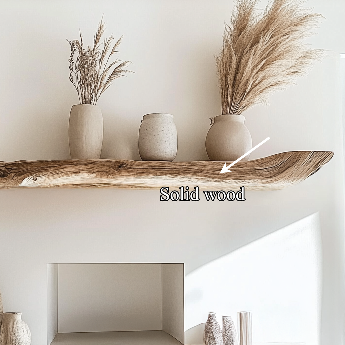 Boho Kitchen Floating Shelf Natural Edge Wooden Shelf For Wall Storage - view 6