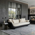 Contemporary Curved Wooden Sofa With Upholstered Seat For Living Room - view 4