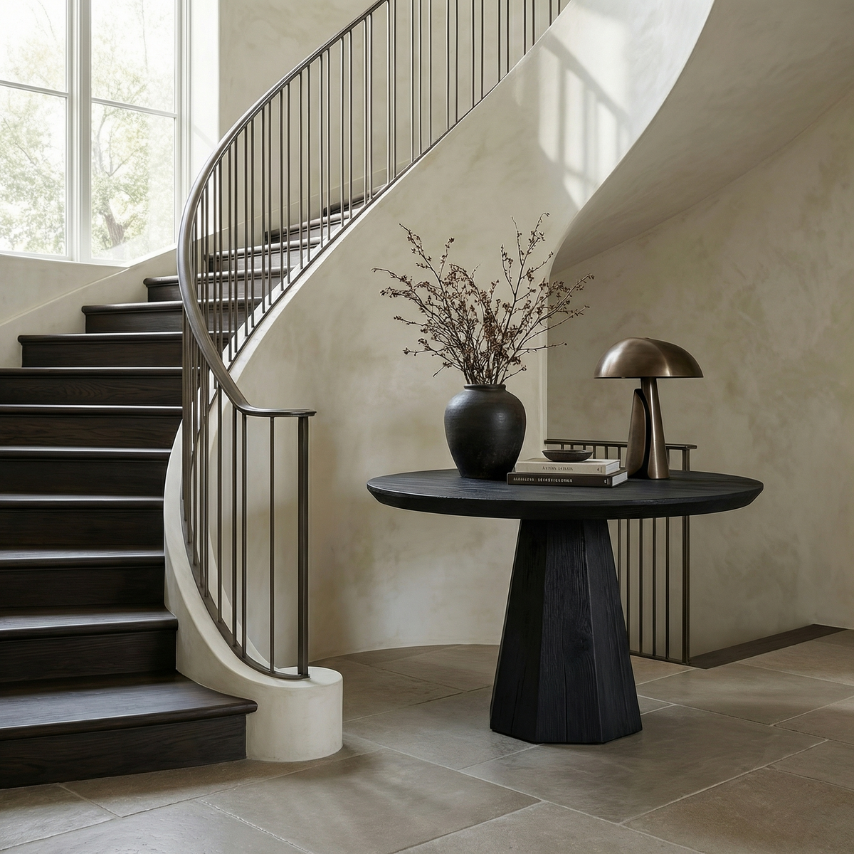 Contemporary Organic Round Entryway Foyer Table For Entryway - view 4