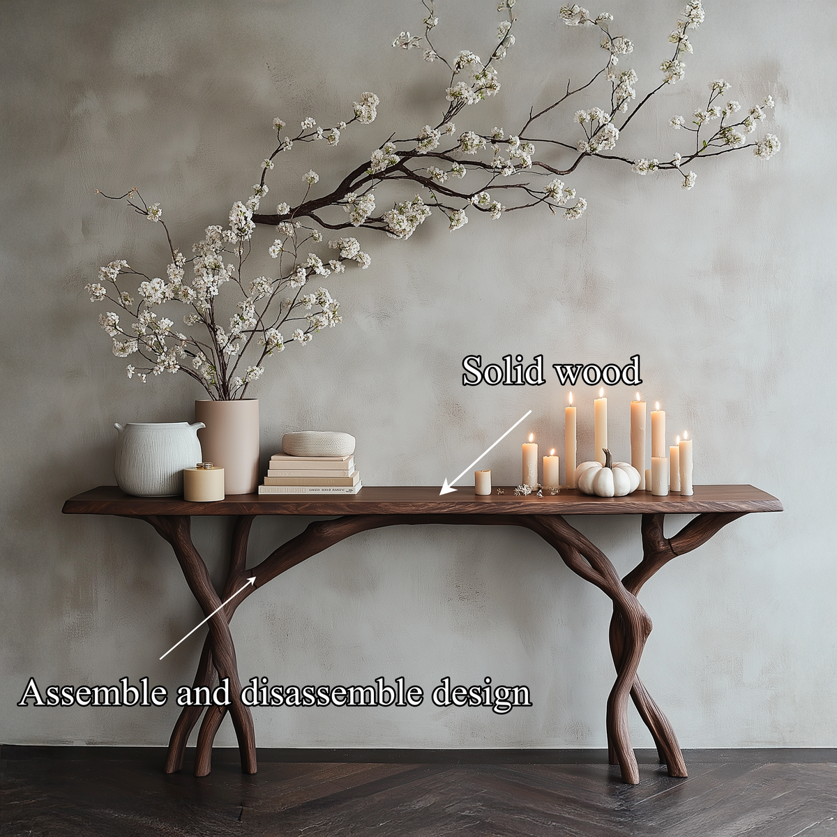 Driftwood Console Table Live Edge Rustic Wood Gift