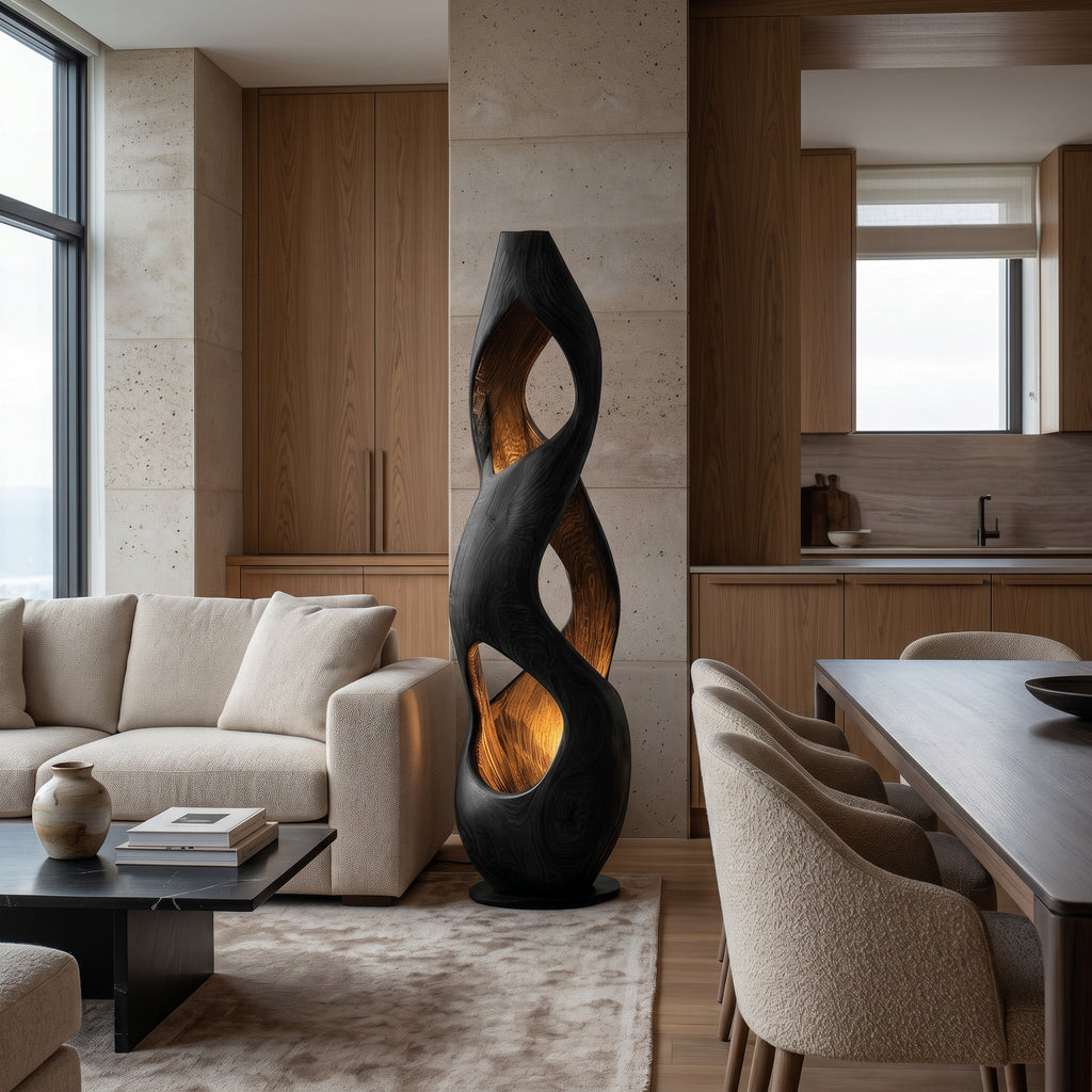 Contemporary Twisted Floor Lamp With Sculptural Hollow For Living Room - view 4