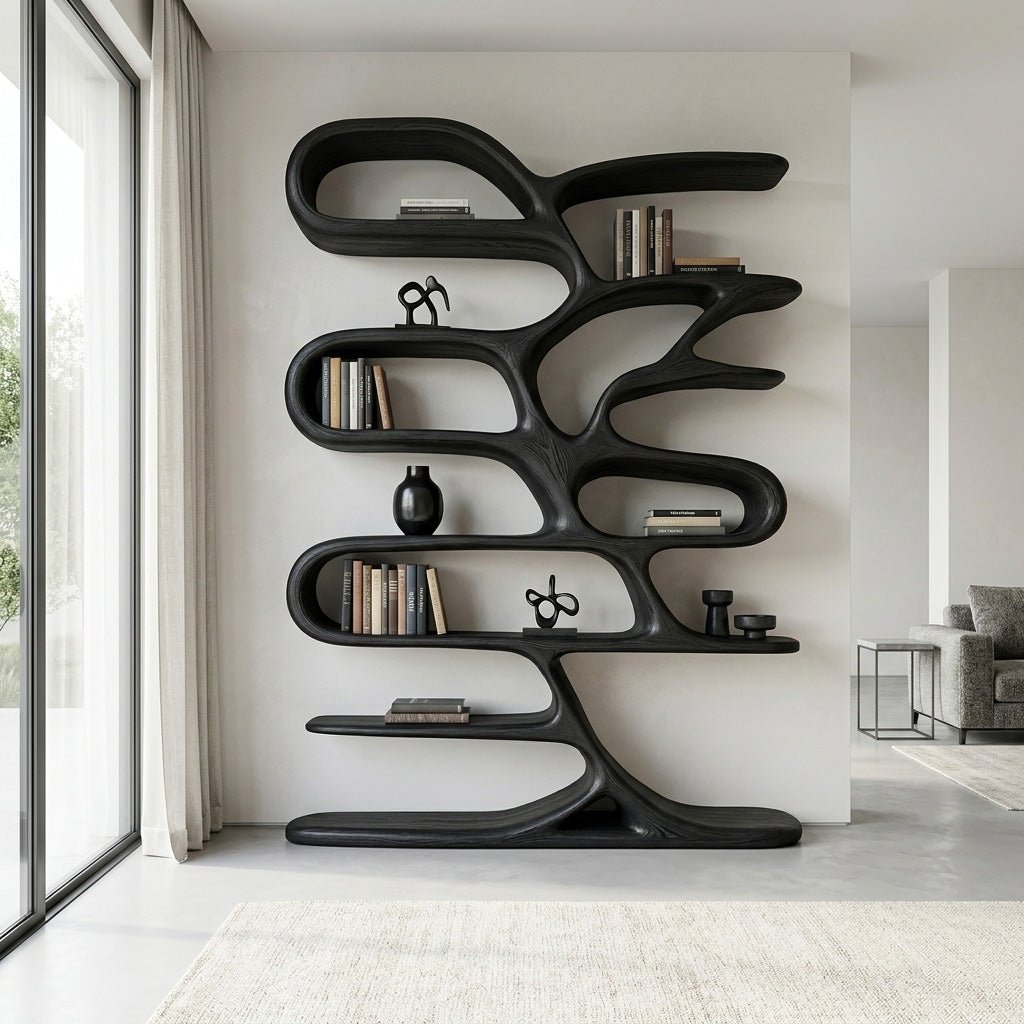 Contemporary Wooden Bookcase For Minimalist Living Room Decor - view 4