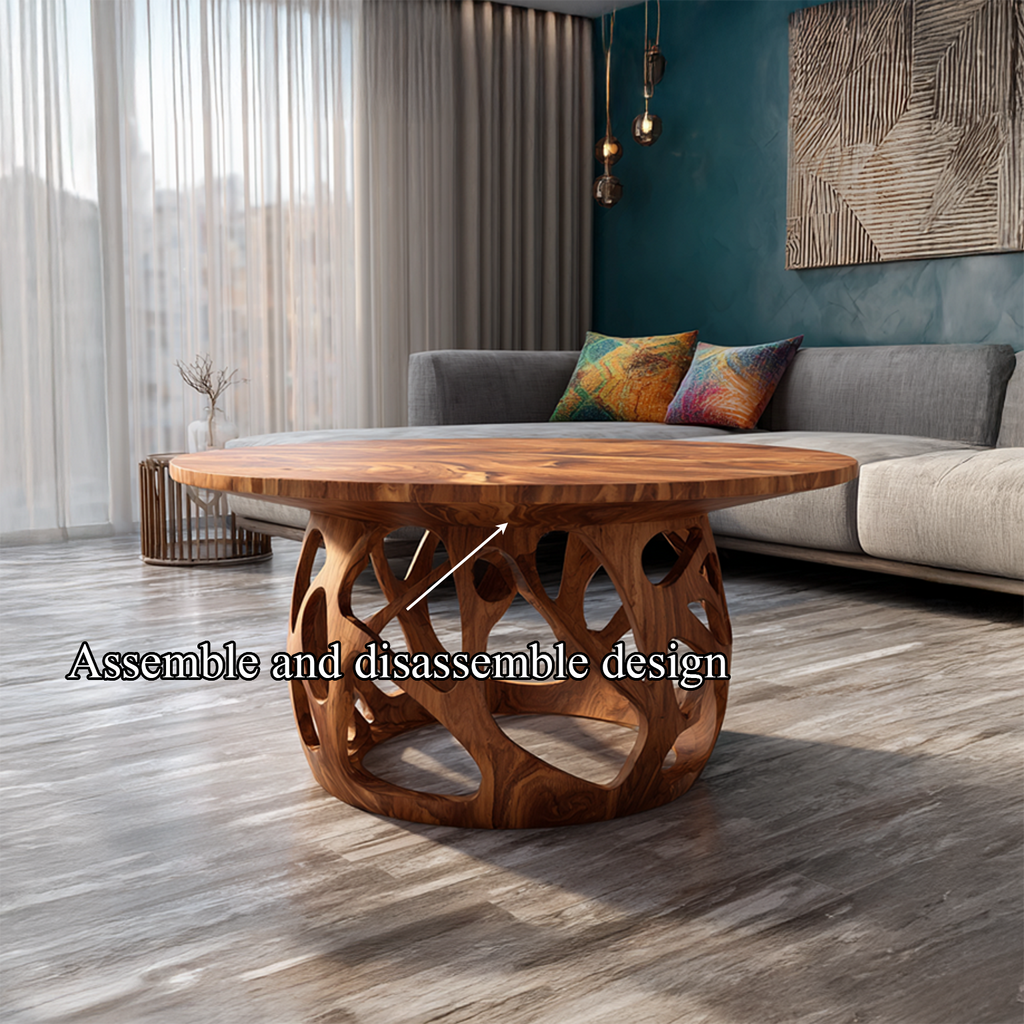 Coffee Table Solid Wood Handmade Art Style Gift - view 4