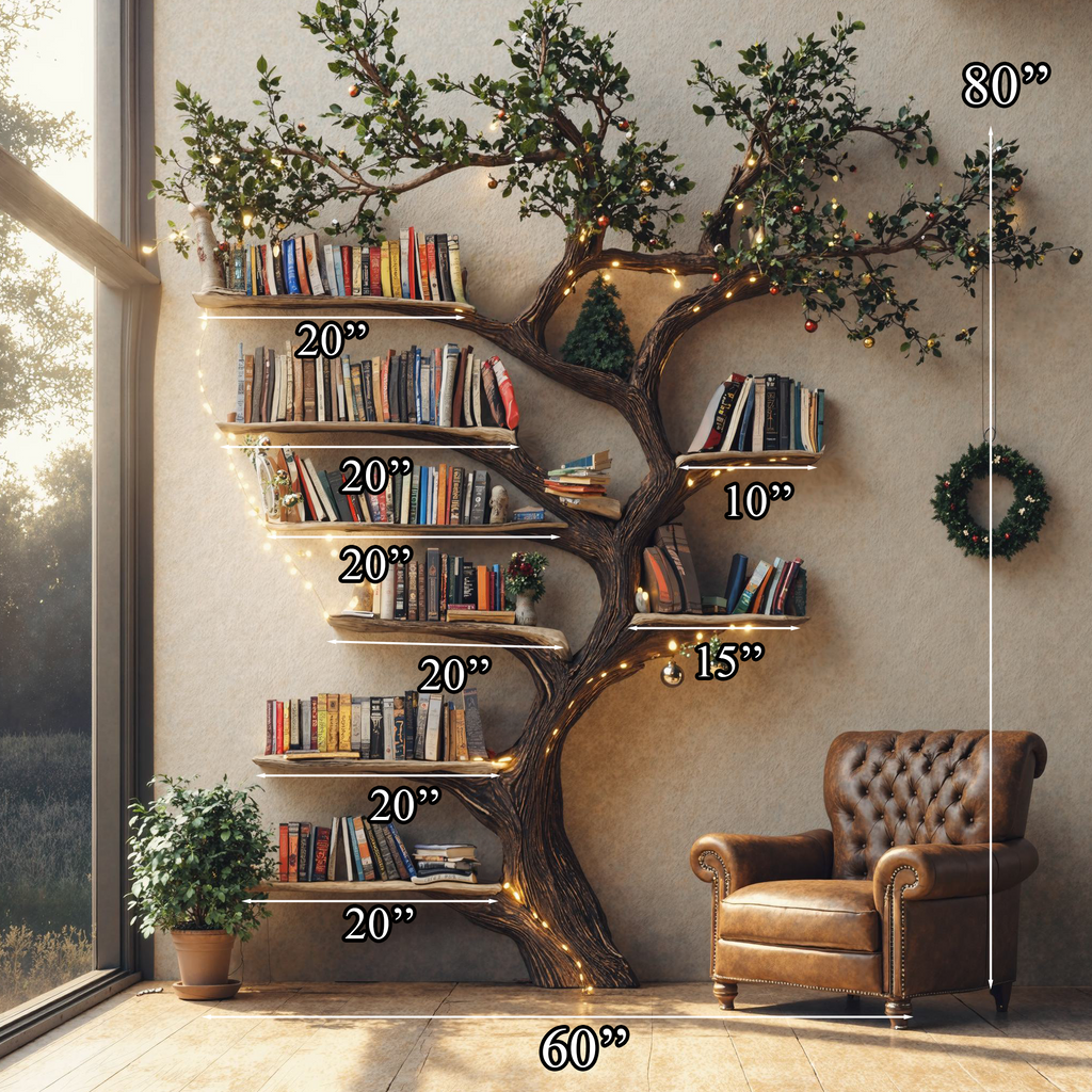 Black Tree Branch Bookshelf Wall Mount Mid Century - view 7