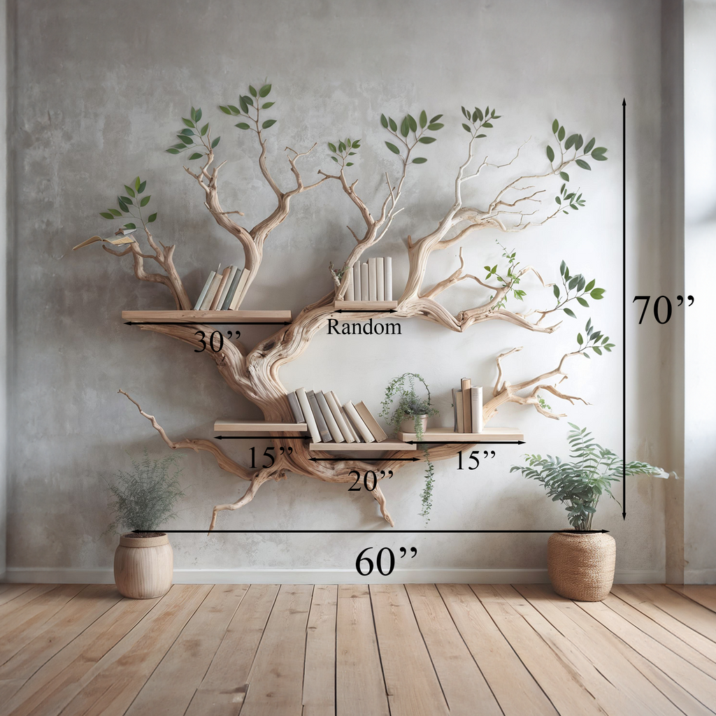 Driftwood Tree Bookshelf Decor Mid Century Bookcase - view 5