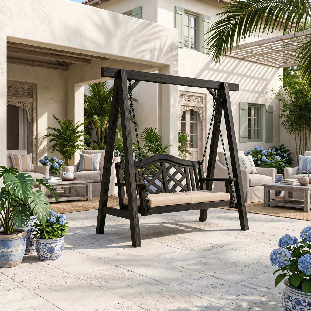Contemporary Wooden Garden Swing Outdoor Living - view 4