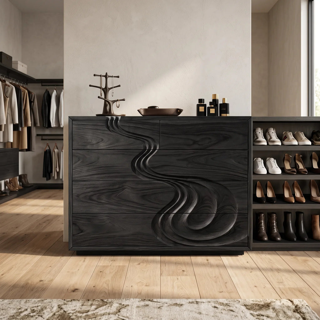 Contemporary Carved Bedroom Dresser For Master Suite - view 4
