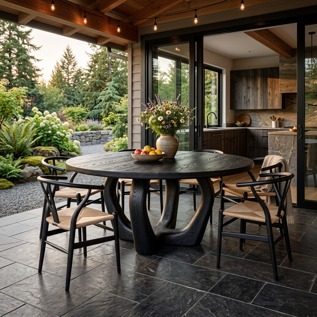 Elegant Wooden Round Dining Table For Dining Area - view 4