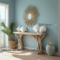 Beach Inspired Wooden Console Table Handcrafted Tree Form Design