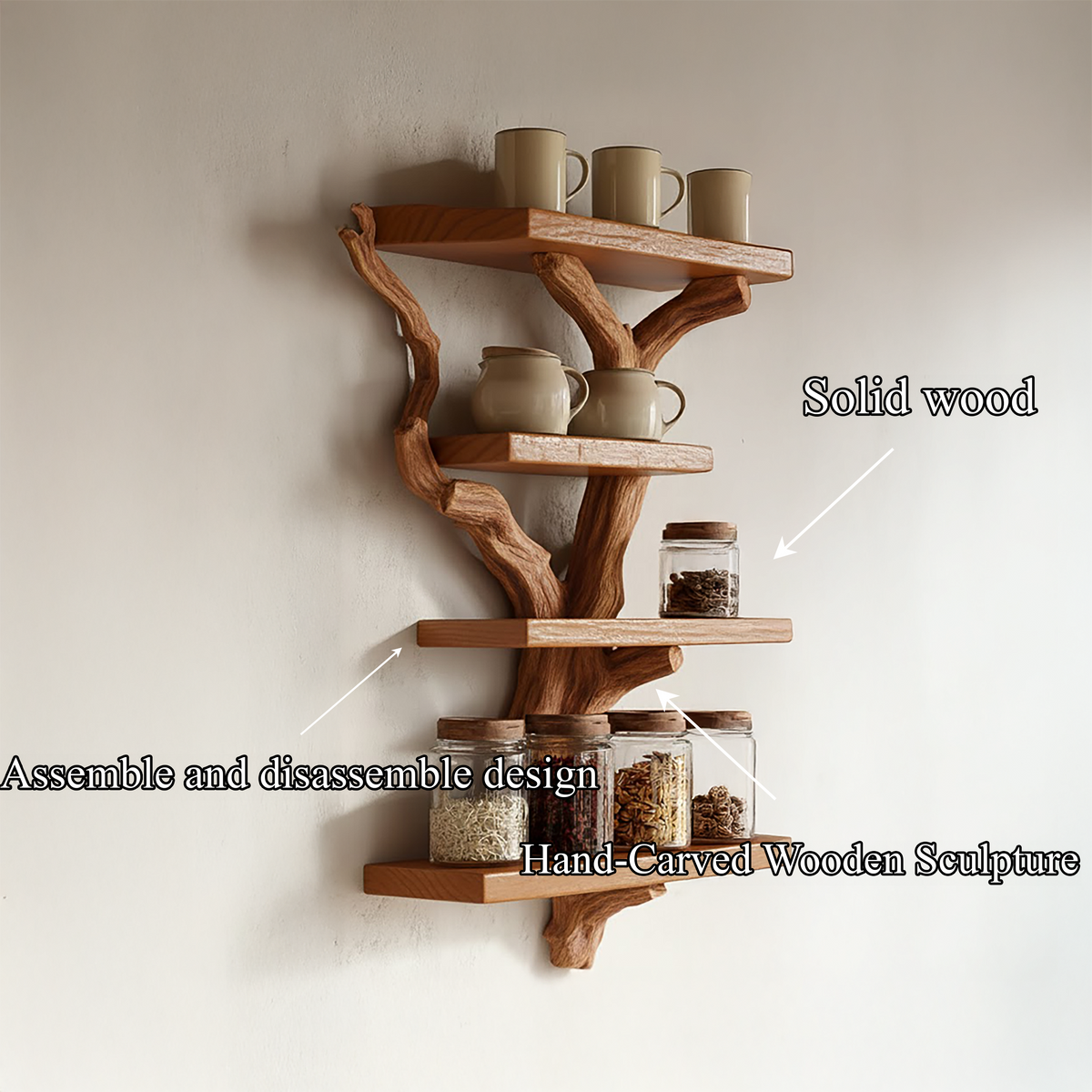 Artistic Branch Kitchen Wall Shelf Kitchen Interior Functional Decor