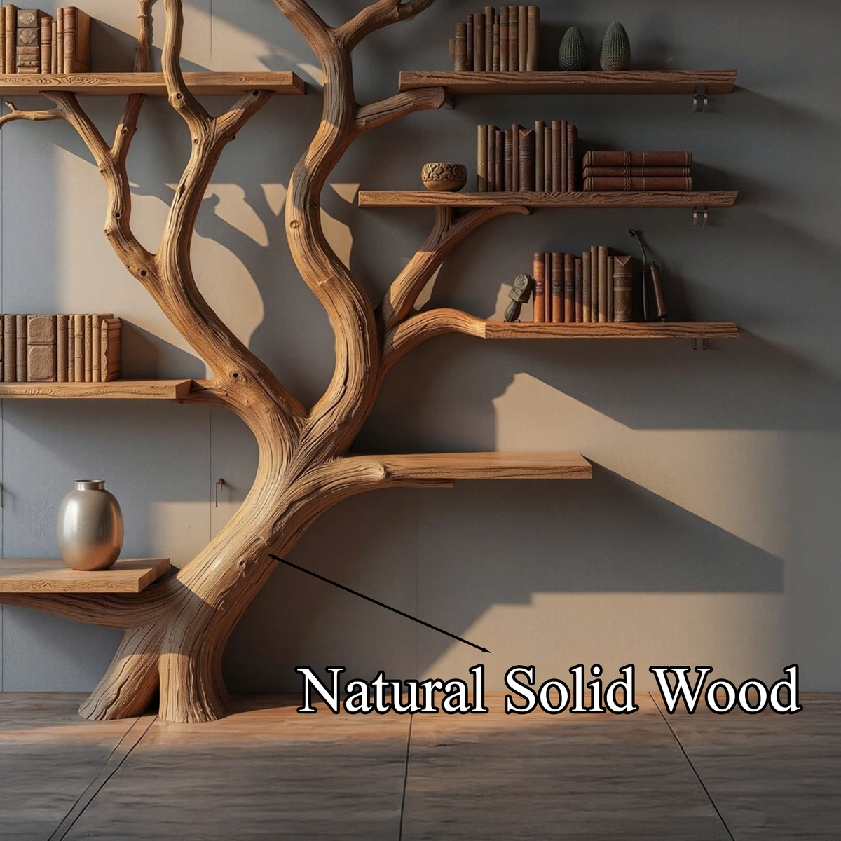 Custom Wood Shelf Tree Branch Shelf Mid Century Decor - view 5