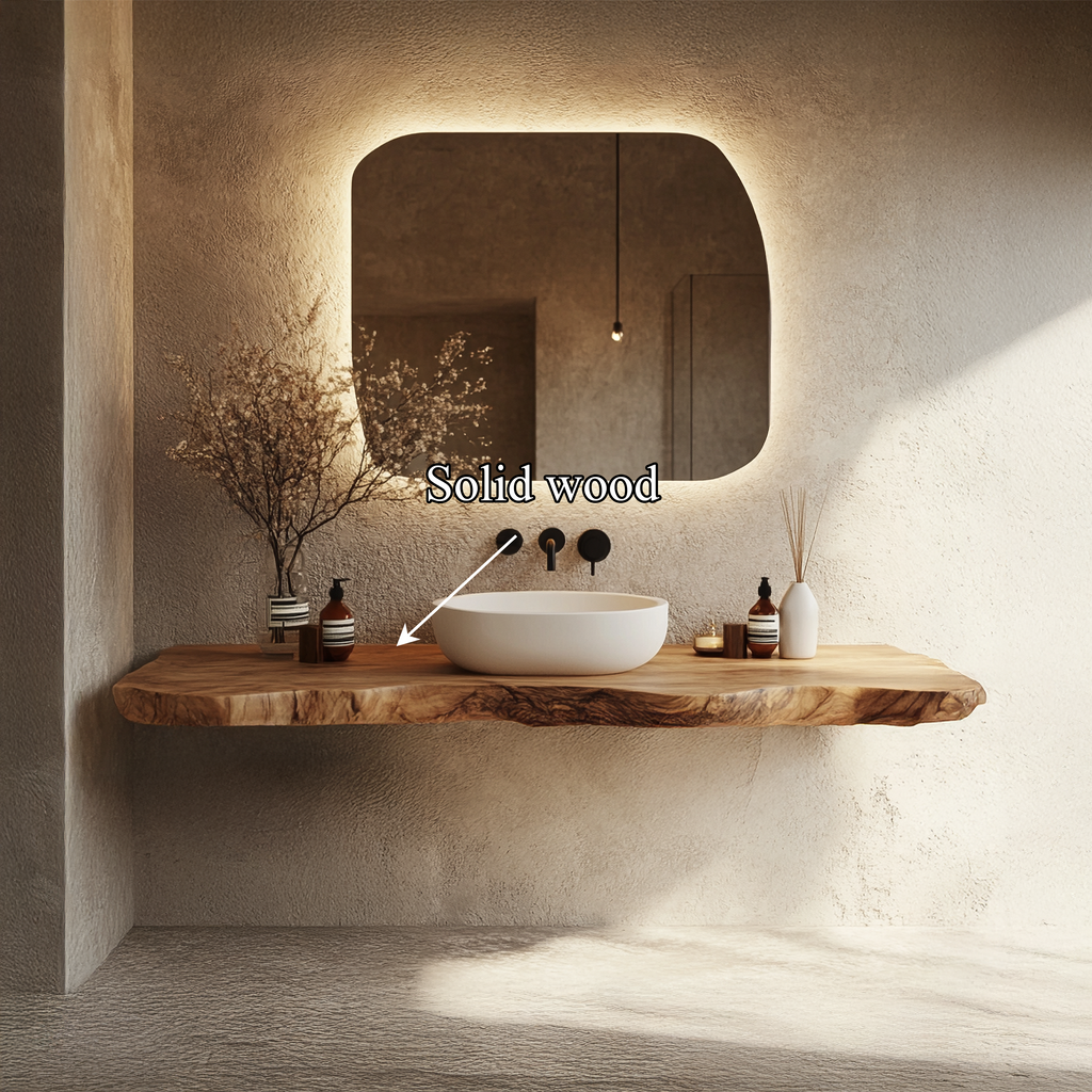 Bathroom Vanity Wall Floating Console Live Edge Shelf