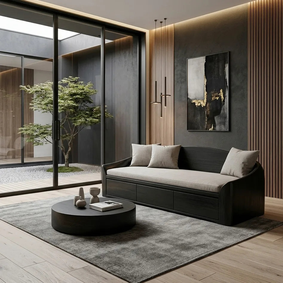 Contemporary Wooden Sofa With Drawers For Living Room - view 4