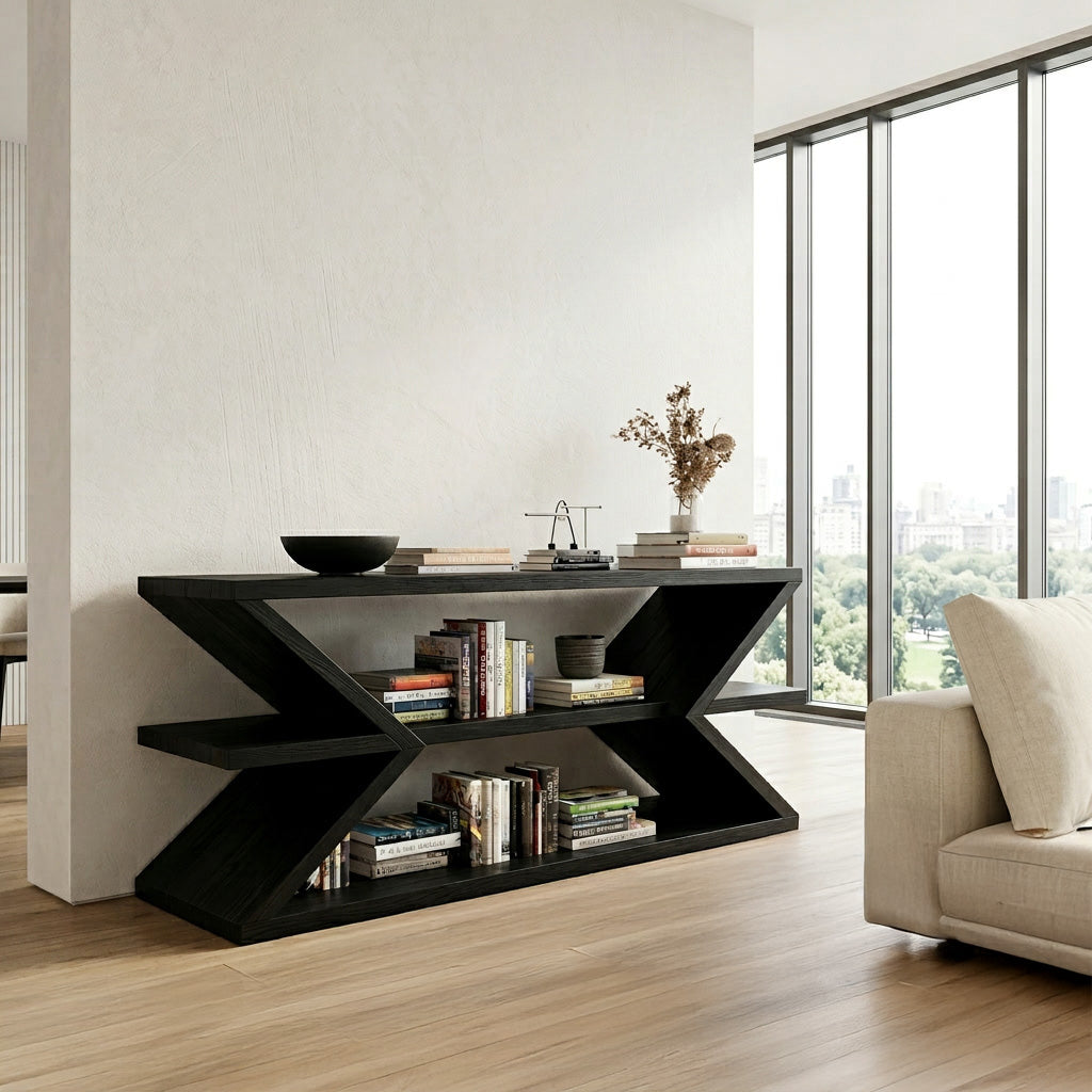 Contemporary Sculpture Wood Console Table For Modern Living Room - view 4