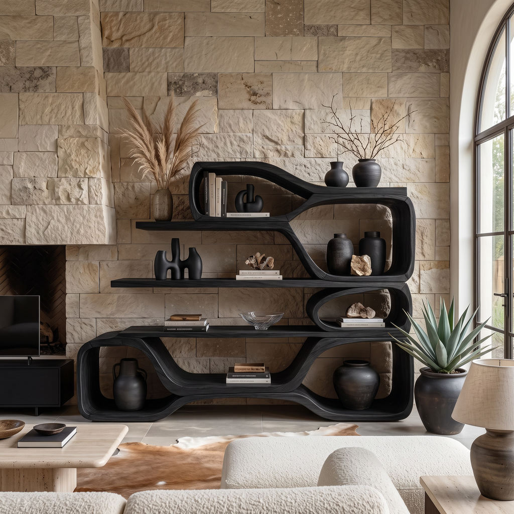 Curved Sculptural Bookshelf For Home Decor - view 4