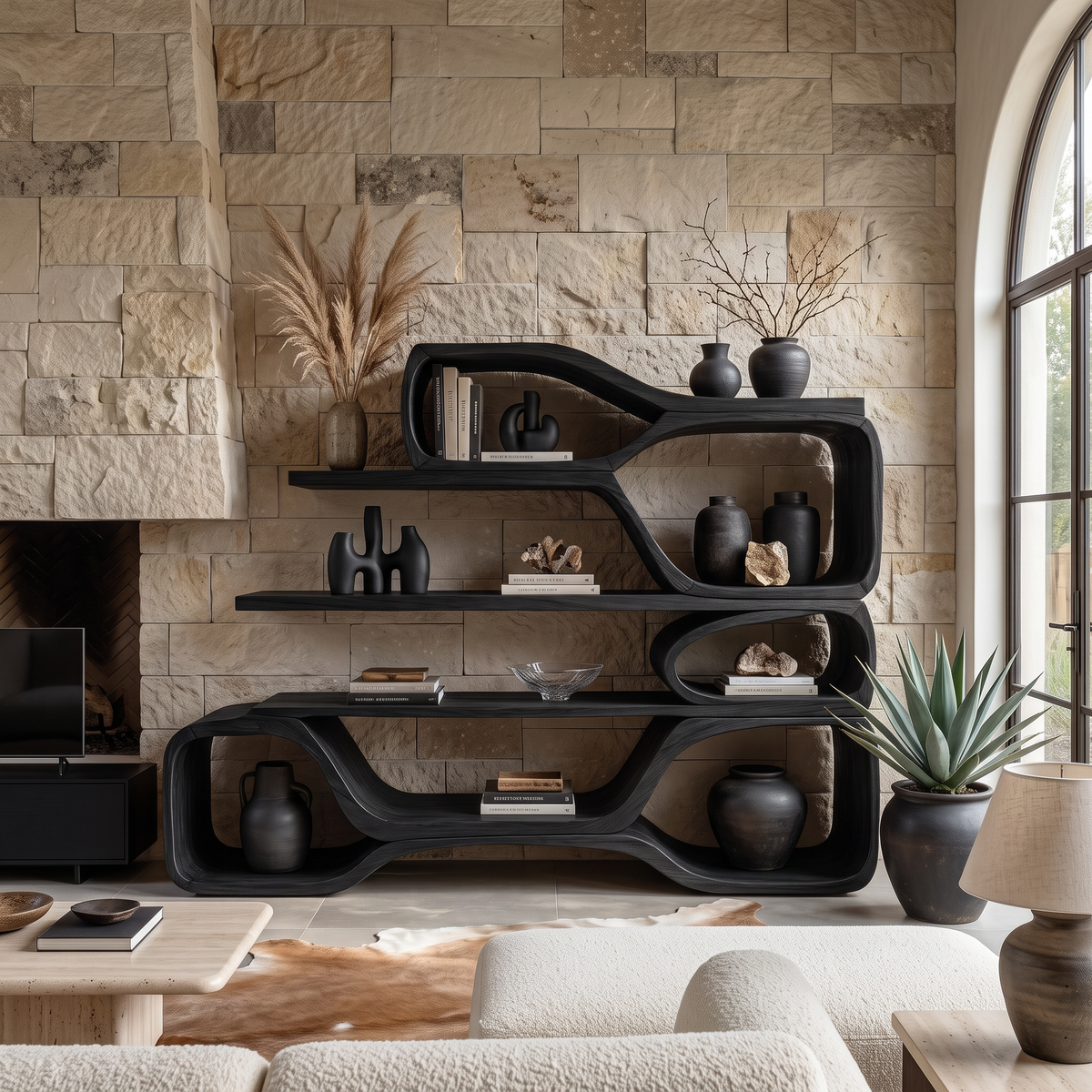Curved Sculptural Bookshelf For Home Decor - view 4