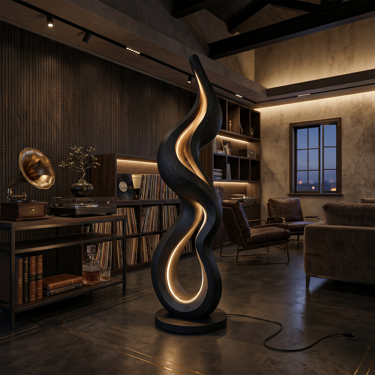 Contemporary Wave Lamp With Table For Living Room - view 4