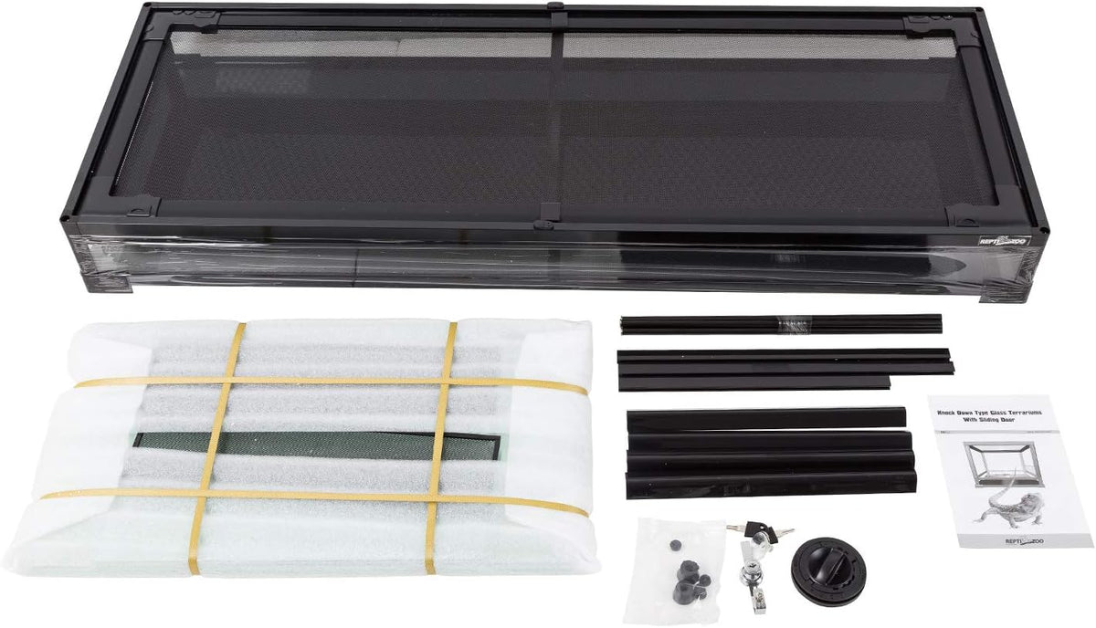 REPTI ZOO 67 Gallon Reptile Terrarium, Sliding Glass Doors, 48 x 18 x 18 in