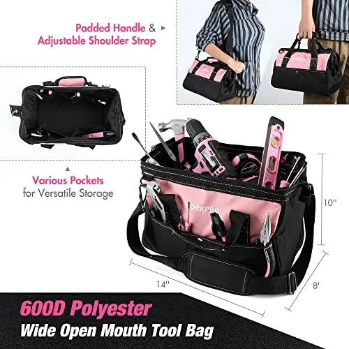 WORKPRO Pink Household Tool Kit With 20V Cordless Lithium-ion Drill Driver