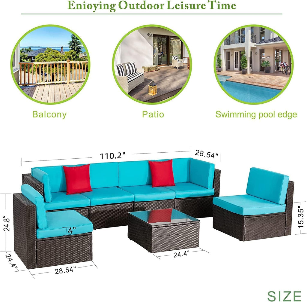 5-Piece All-Weather Wicker Patio Conversation Set With Ottoman And Cushions