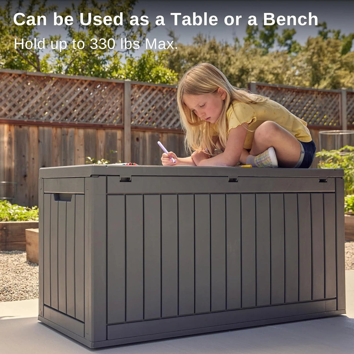 EAST OAK 230 Gallon Resin Deck Box, Grey - DB23005