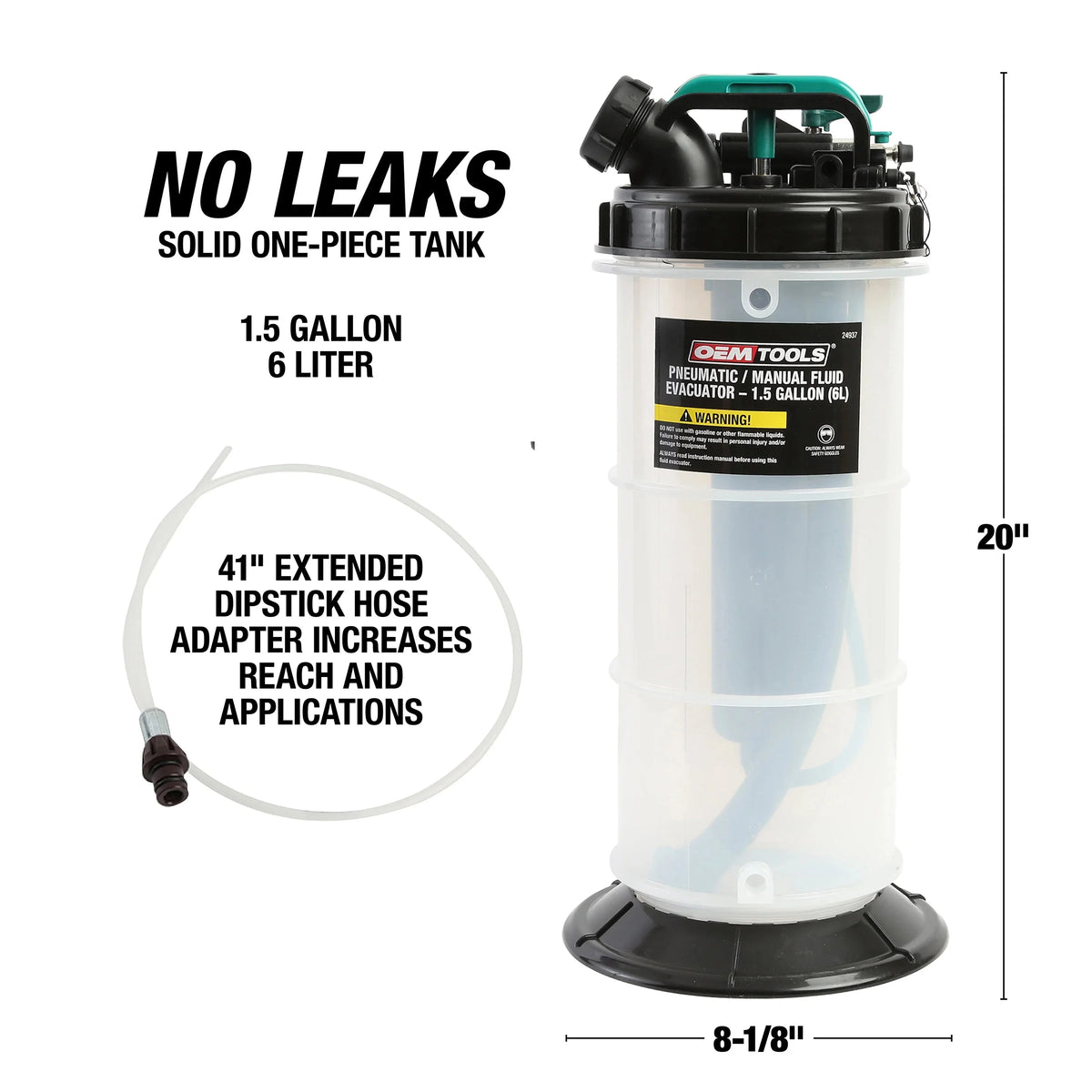 OEMTOOLS Pneumatic/Manual Fluid Extractor 1.5 Gallon (6L) - 24937