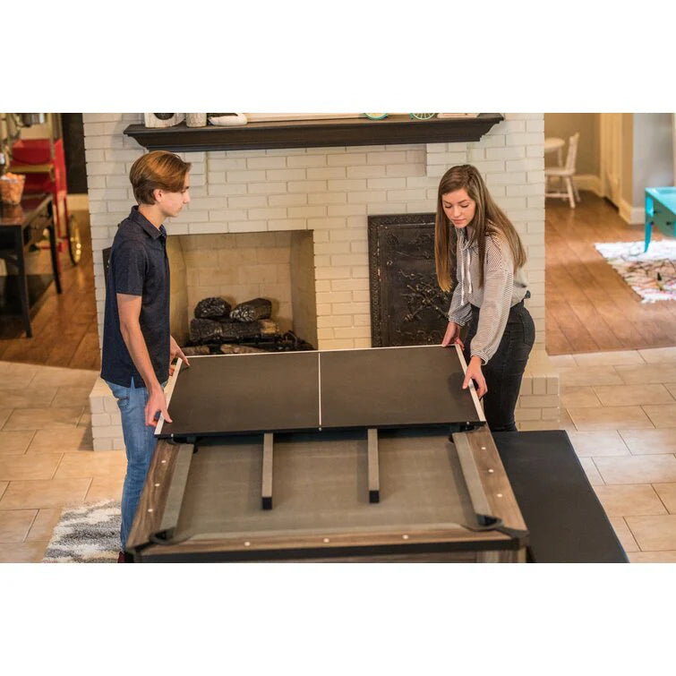 7' 3-In-1 Combination Table With Billiards, Table Tennis, Dining Table, And Storage Benches