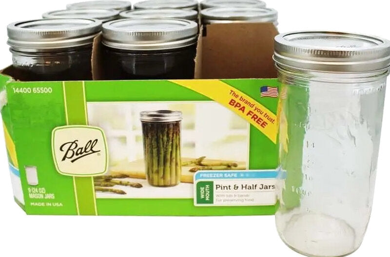 Ball Wide Mouth Glass Mason Jars 24 Oz 9 Pack - 65500