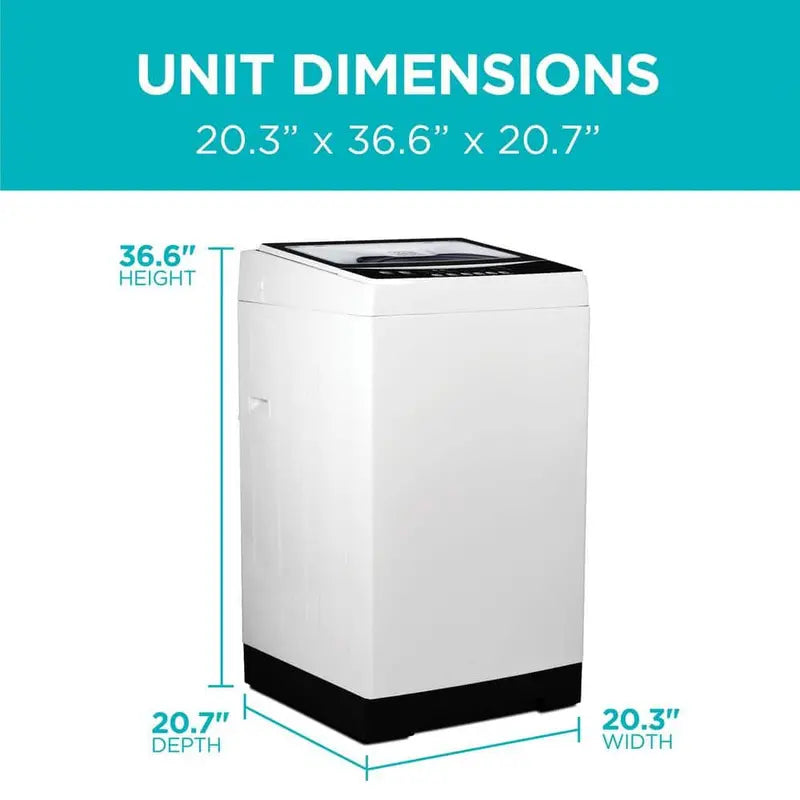 BLACK+DECKER Portable Top Load Washing Machine, 1.7 Cu. Ft., 6-Cycle, White, 20.3 x 20.7 x 36.6 in - BPWM16W