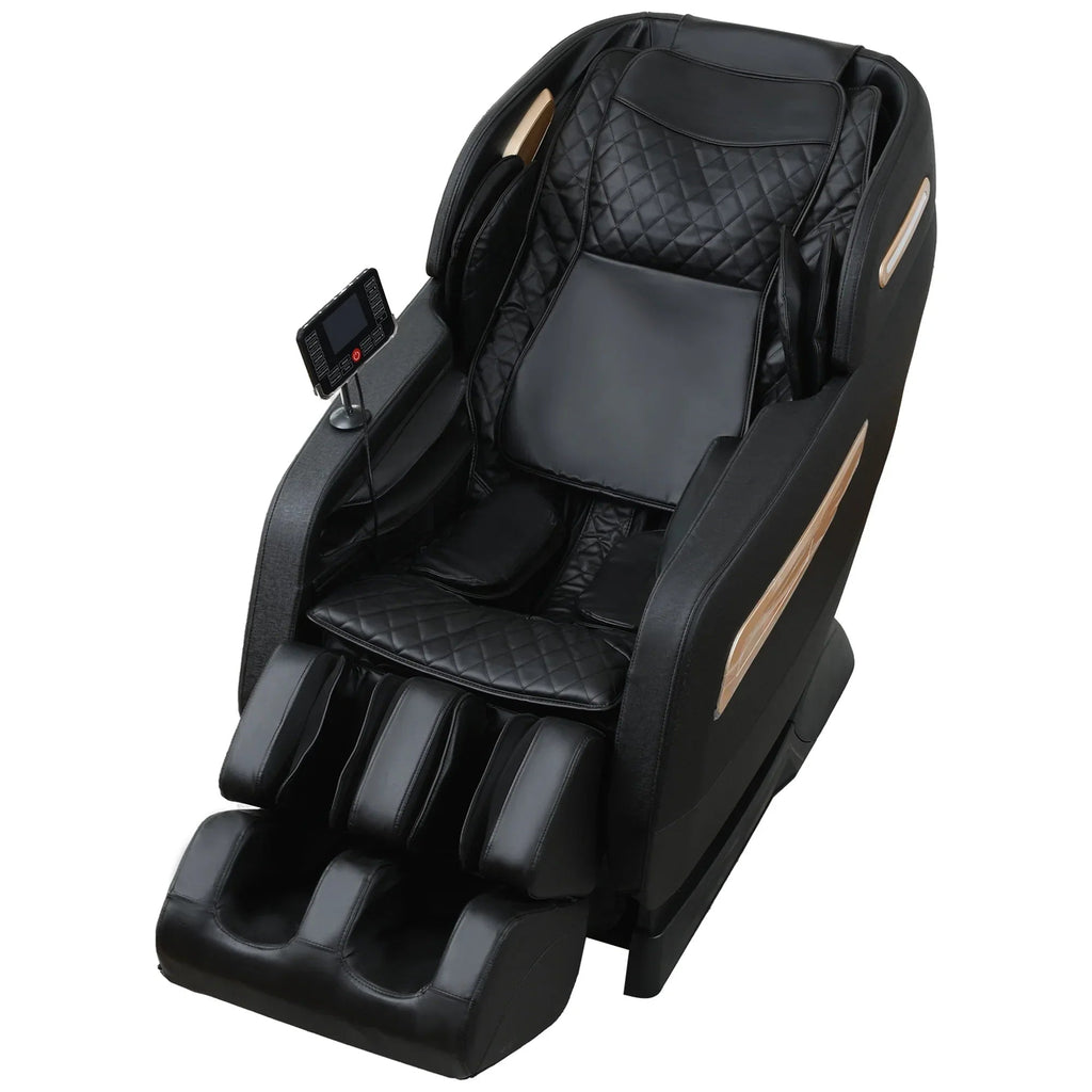 4D Zero Gravity Full Body Shiatsu Massage Chair With 58in SL Track - Premium Black Leather