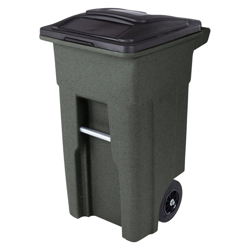 Toter 32 Gallon Greenstone Trash Can With Quiet Wheels And Attached Lid, 24.25 in D x 19.75 in W x 37.5 in H - ANA32-55410