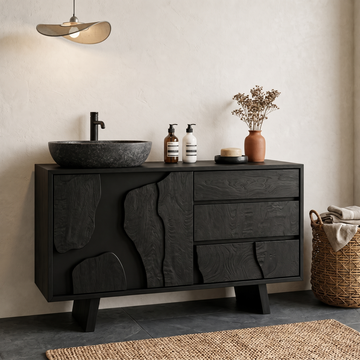 Contemporary Bathroom Cabinet Solid Wood Simple Clean Line Design Bathroom And Vanity Area - view 4