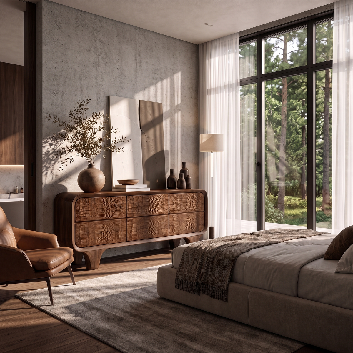 Contemporary Solid Wood Dresser With Smooth Curved Corners For Bedroom - view 7