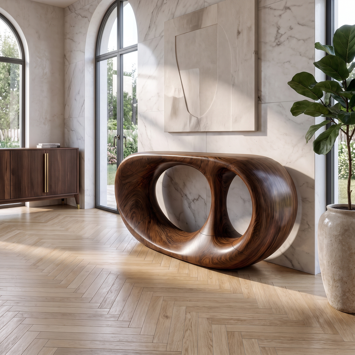 Console Table Organic Double Loop Design For Entryway - view 7