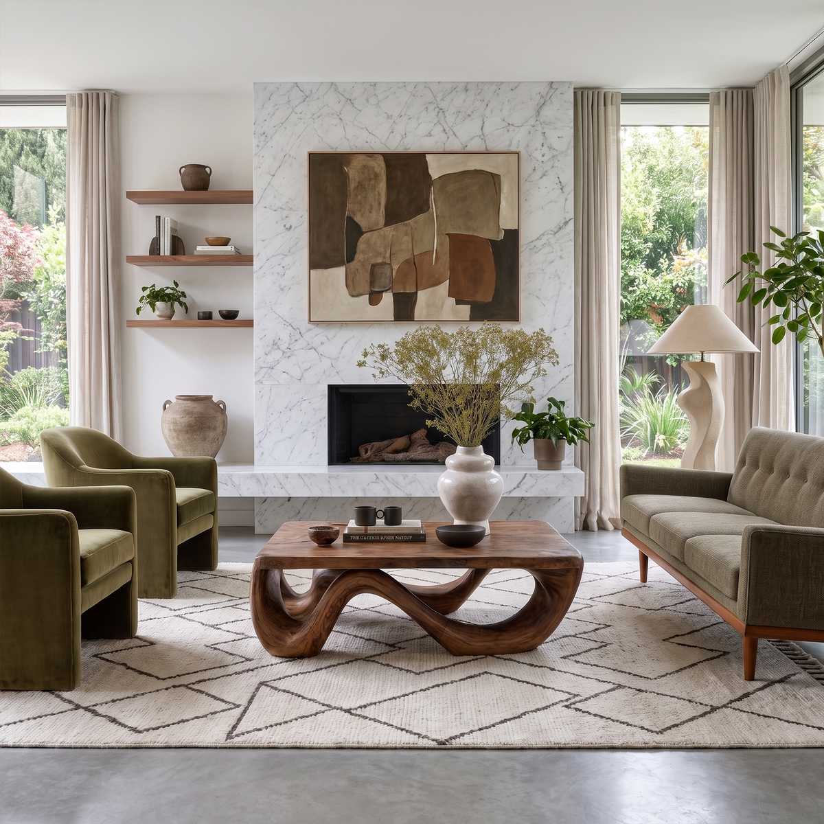 Farmhouse Coffee Table With Sculptural Open Wood Base For Living Room - view 7