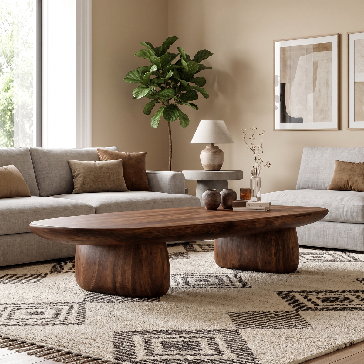 Contemporary Coffee Table With Artistic Column Form For Living Room And Lounge - view 7