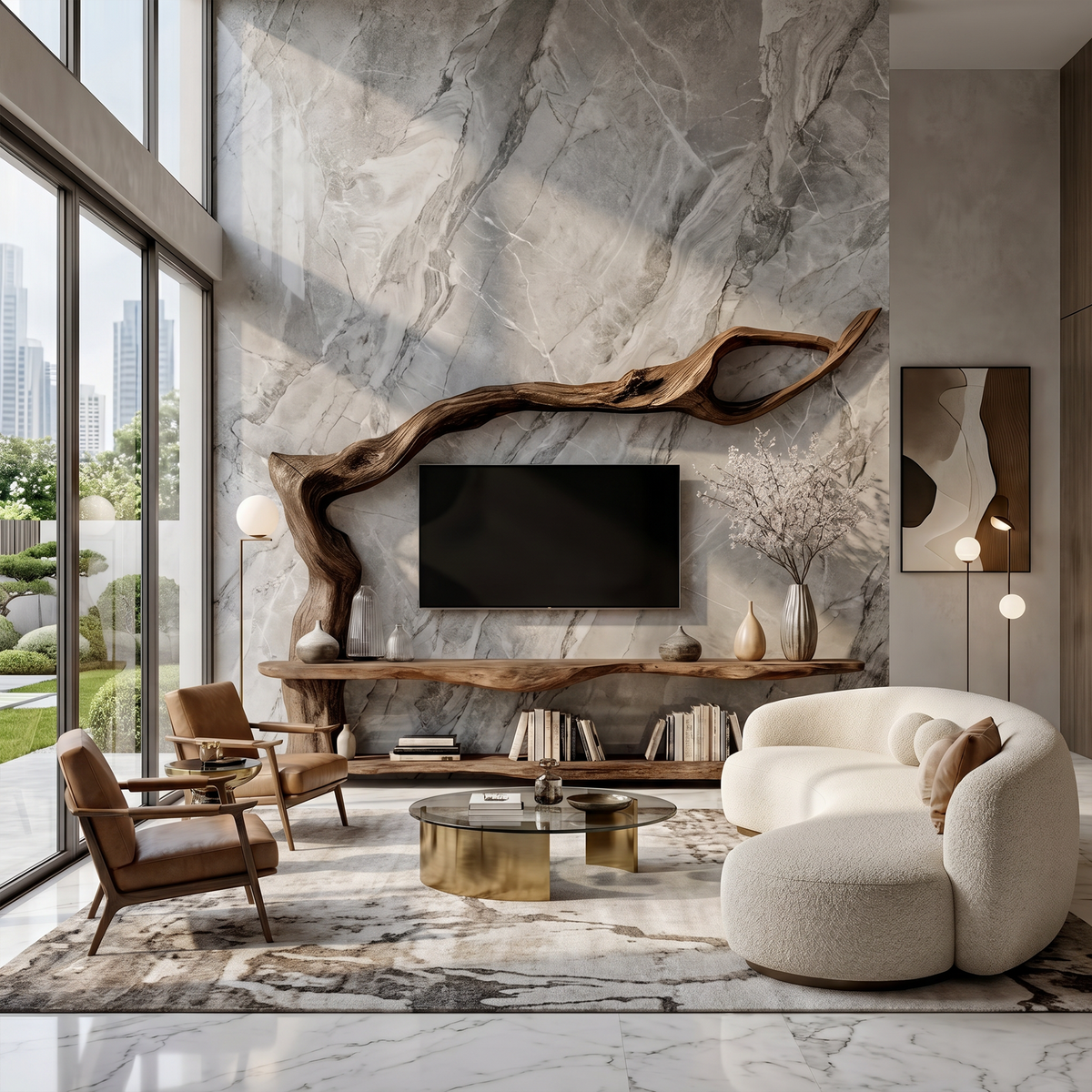 Contemporary TV Cabinet With Sculptural Tree Inspired Base For Living Room - view 7