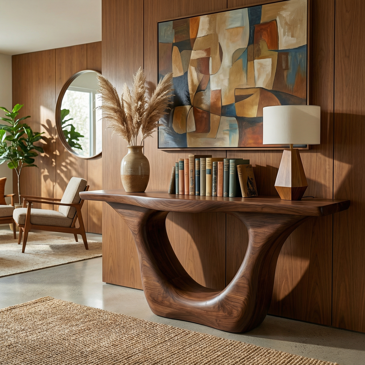 Contemporary Organic Sculptural Console Table For Entryway And Living Room Space - view 7