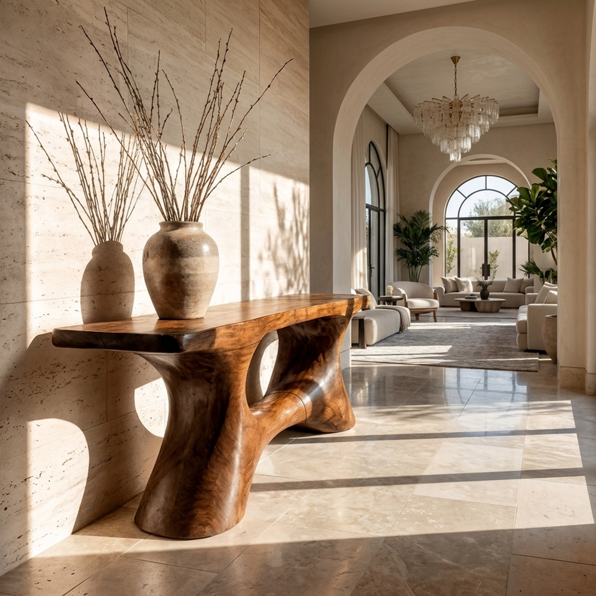 Contemporary Organic Void Base Console Table Entryway Hallway Living Room - view 6