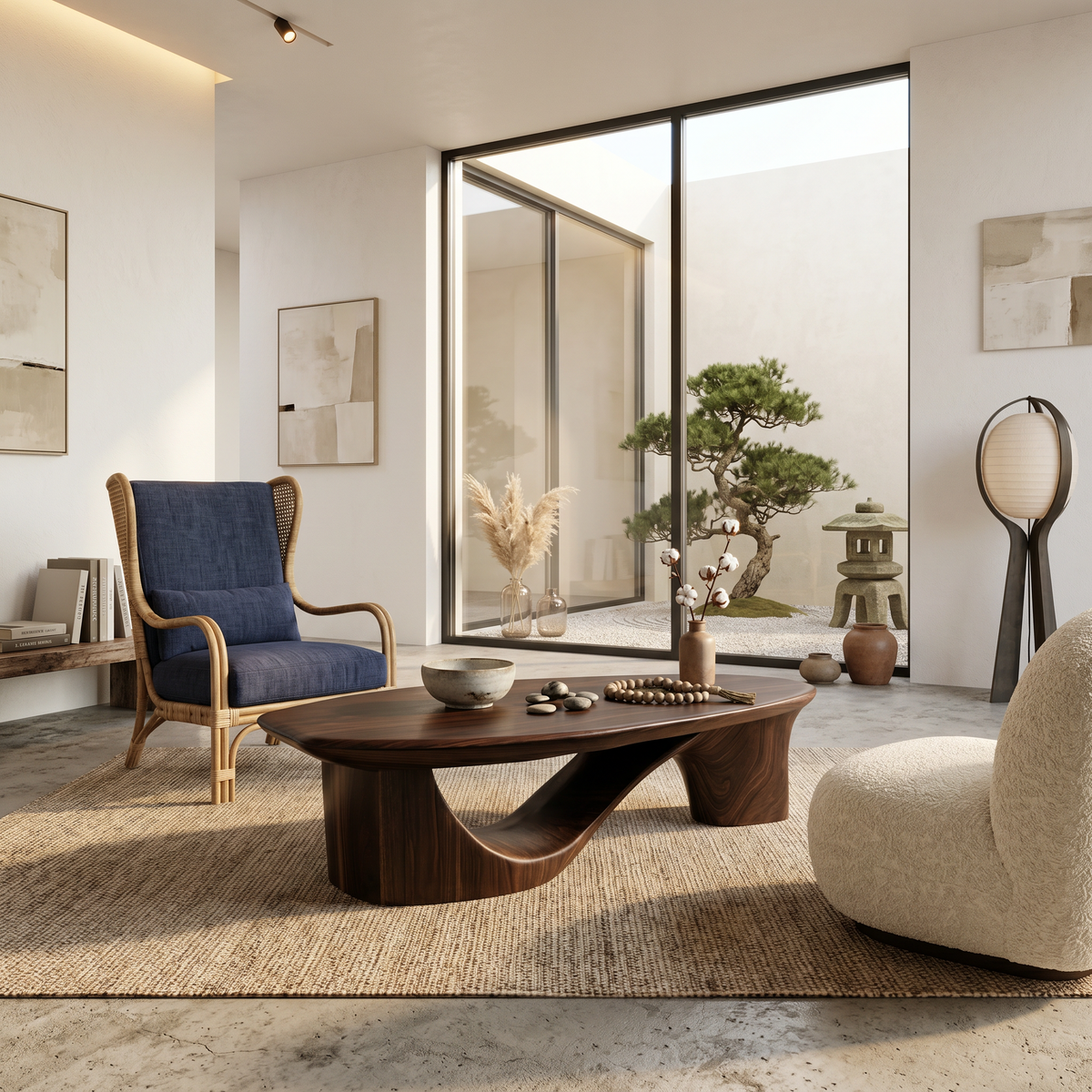 Contemporary Coffee Table With Sculptural Wooden Base For Living Room - view 7