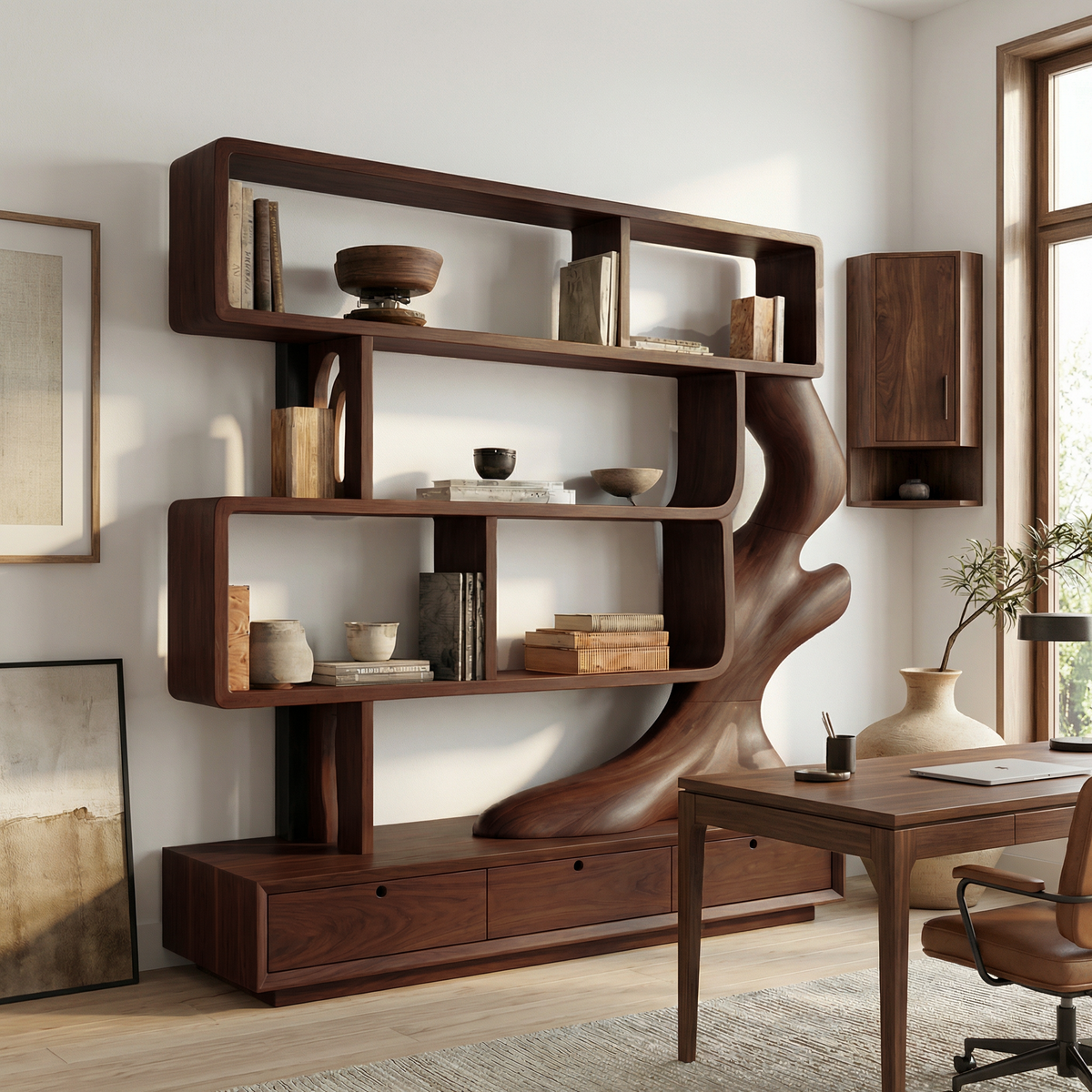 Contemporary Wooden Bookcase With Storage For Living Room - view 6