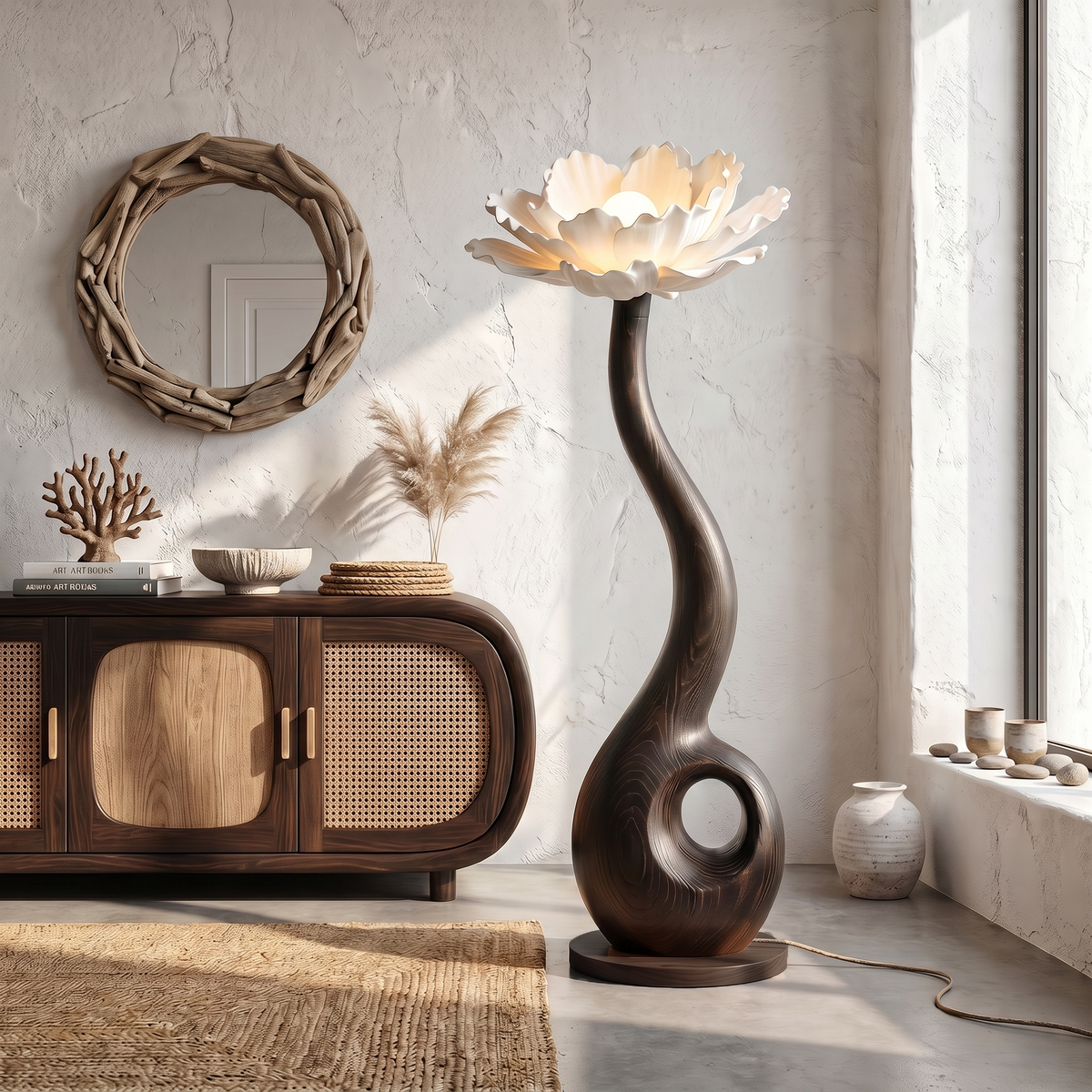 Artistic Floor Lamp With Nature Inspired Flower Design For Living Room - view 5