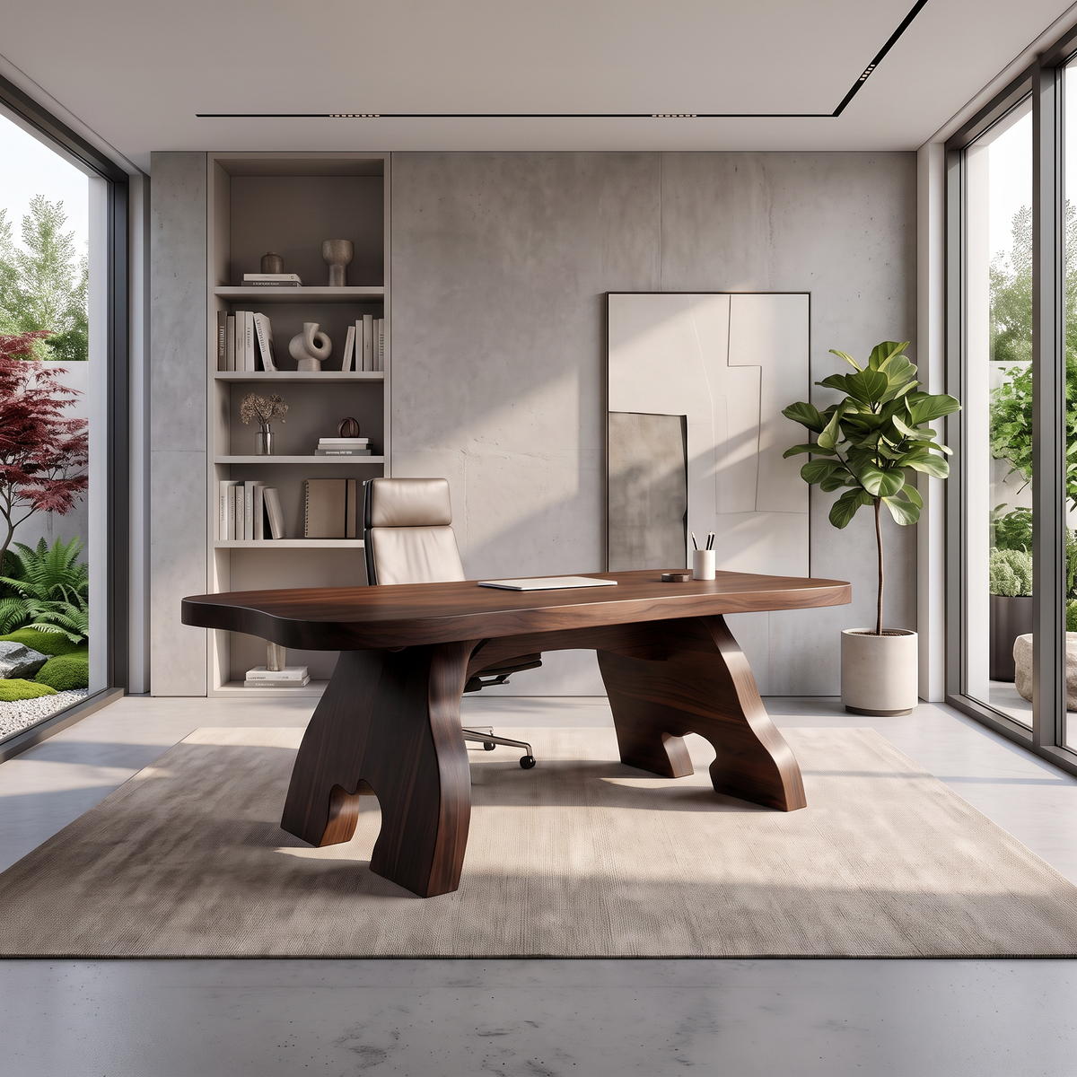 Contemporary Halloween Office Desk With Natural Edge Top For Home Office - view 7