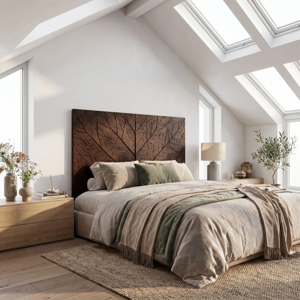 Contemporary Tree Ring Headboard Wooden Bed Headboard For Bedroom - view 7