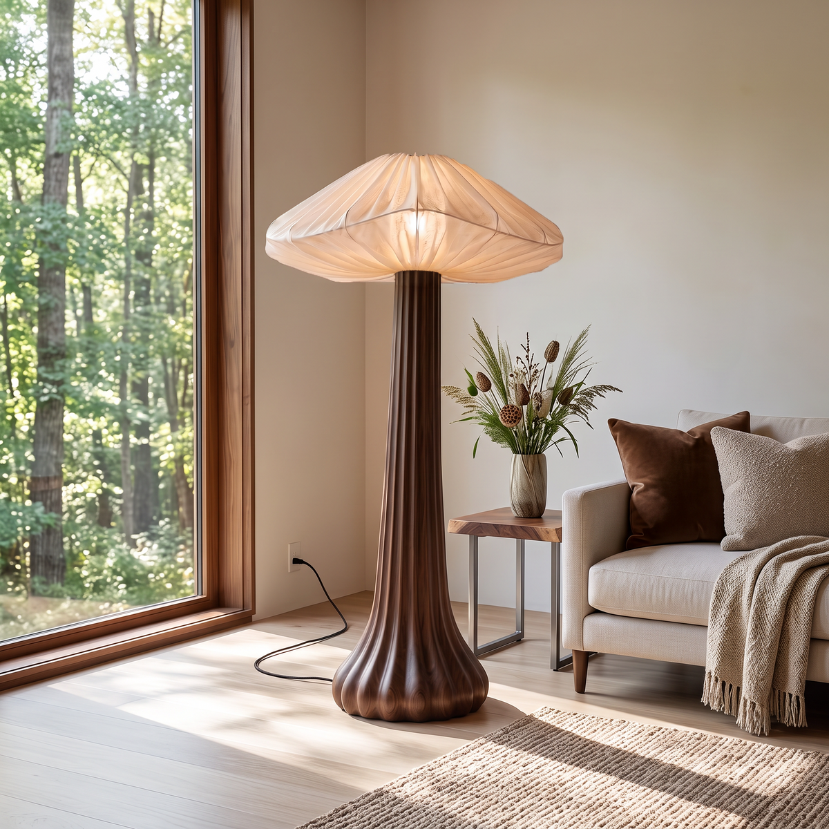Contemporary Floor Lamp Organic Mushroom Design Reading Corner - view 7