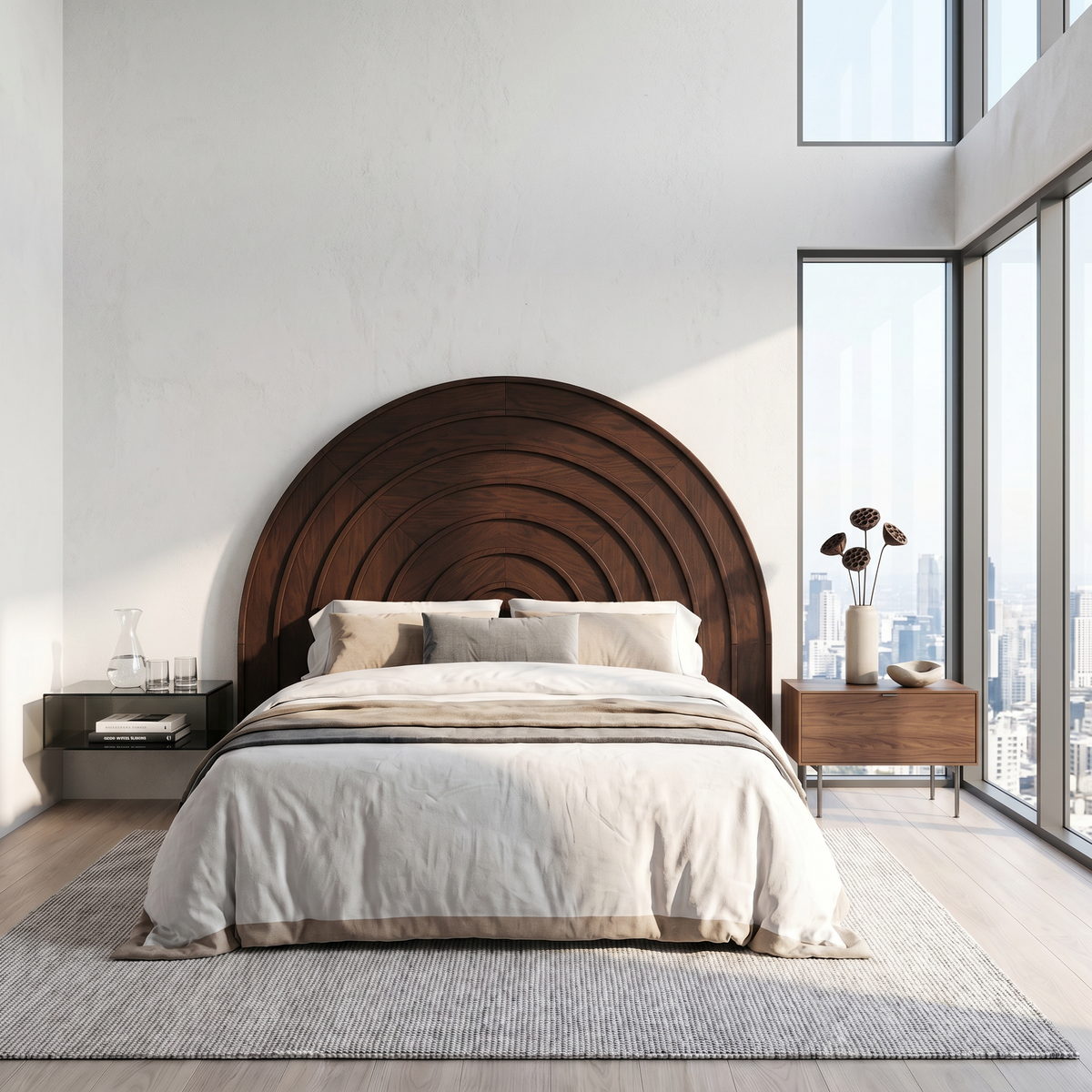 Contemporary Arched Headboard Wooden Bed Headboard For Bedroom - view 7