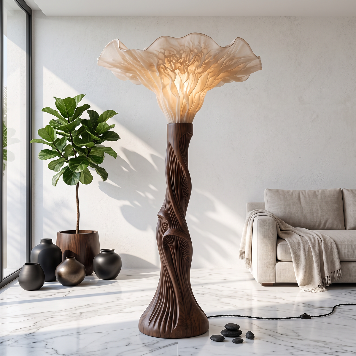 Boho Floor Lamp Blooming Mushroom Shade Reading Nook - view 7